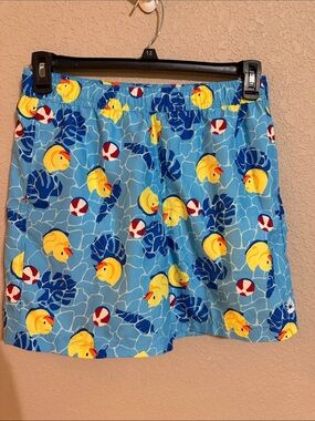 Men’s Blue Swim Shorts with Yellow Duck Print Sz Small NWOT